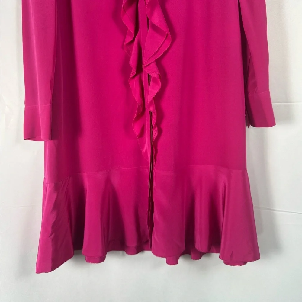 Tory Burch Hibiscus Flower Jane 100% Silk Dress Pink Ruffles Holiday Wedding 8 - Picture 5 of 12